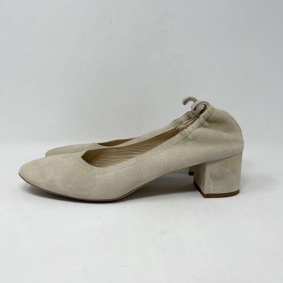 Everlane Natural Suede Leather The Day Heel Womens 11 Elasticized Ballet 2" Heel - Picture 4 of 10